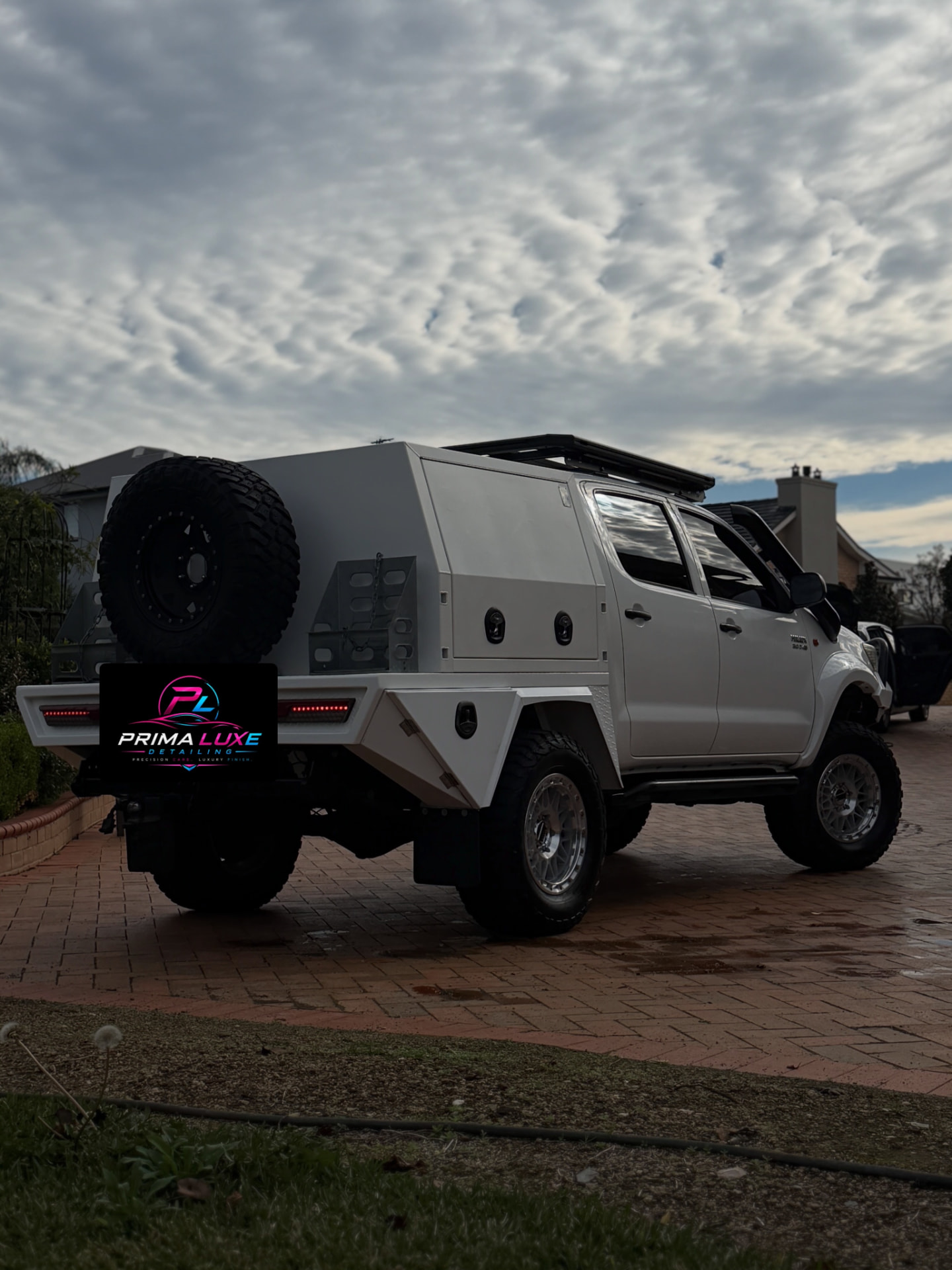 Custom Toyota Hilux tray ute cleaned and detailed
